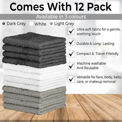 100% Cotton Washcloth Set – Soft, Absorbent Face Towels
