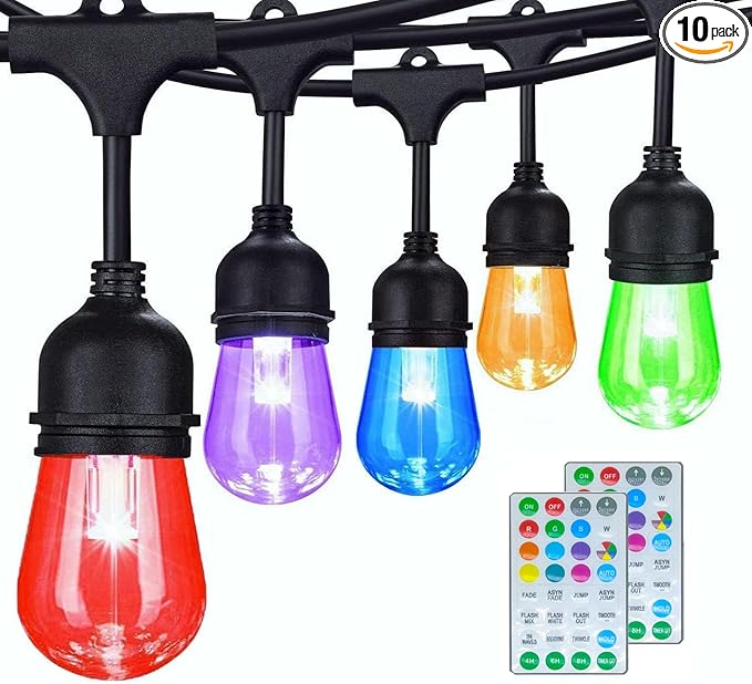 Commercial Grade 96FT LED Outdoor String Lights with Remote Control - Shatterproof Waterproof Color Changing Christmas Lights, Dimmable for Patio, Garden, Wedding Decor