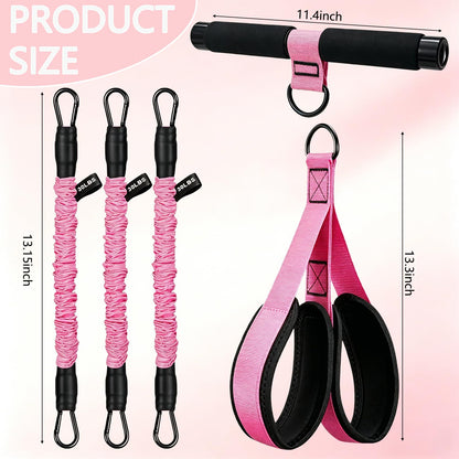 Multifunction Pedal Resistance Band with Handle, 3 Tube Adjustable 30LB Foot Pedal Puller Resistance Bands for Abdomen, Waist,Core/ABS, Arm,Leg,Extended Length Tension Rope for Women Workout Home Gym