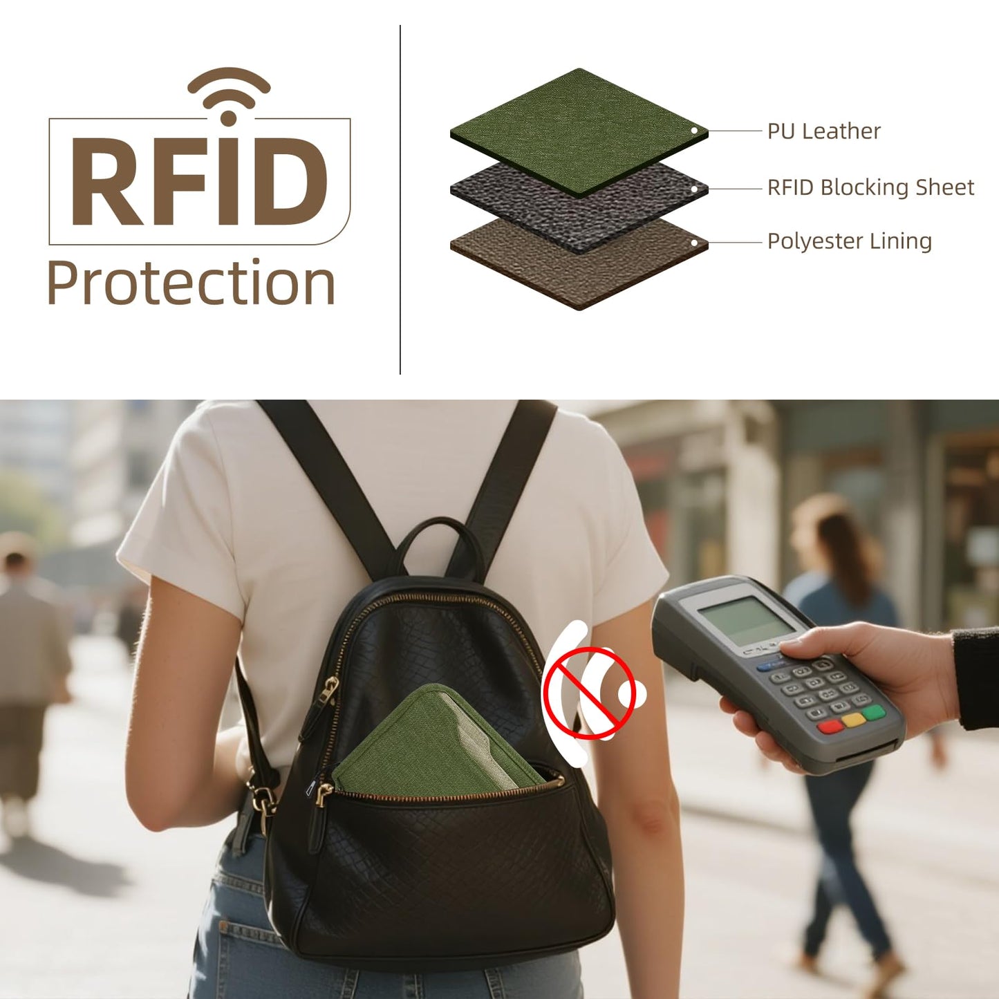 ZOPPEN Rfid Passport Holder Travel Wallet Family Documents Organizer Travel Accessories for 6 Passport, with Vaccine Card Slot Fits 4.3 X 3.5 inches Vaccine Card #06 Green