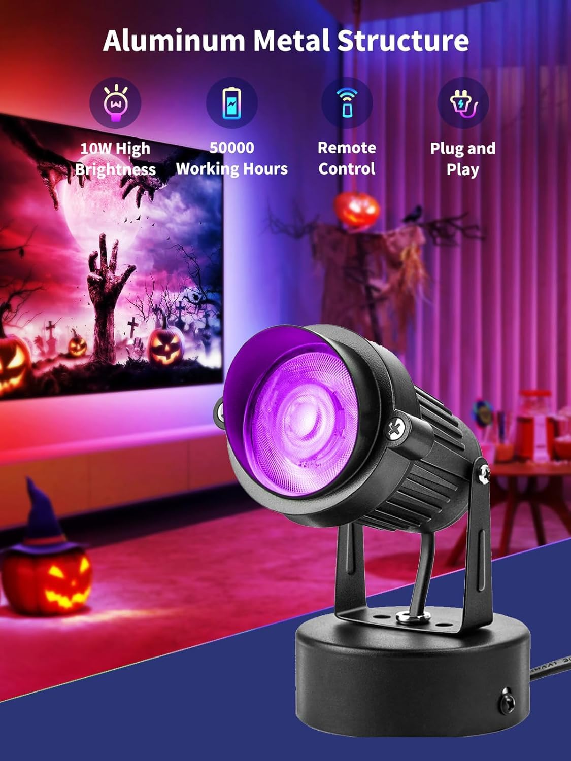 ZUCKEO LED Spot Lights Indoor RGB Up Lights with Remote, 120V 10W Uplighting Indoor Spotlight Plug in, 4.92FT Code Accent Flood Light Color Changing Landscape Lighting for Christmas Halloween(4Pack)