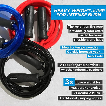 Elite Jumps Muay Thai 2.0 Weighted Jump Rope - Designed for High-Intensity Training, Muay Thai, & MMA Workouts - Heavy 1.3lb PVC Jump Ropes for Fitness
