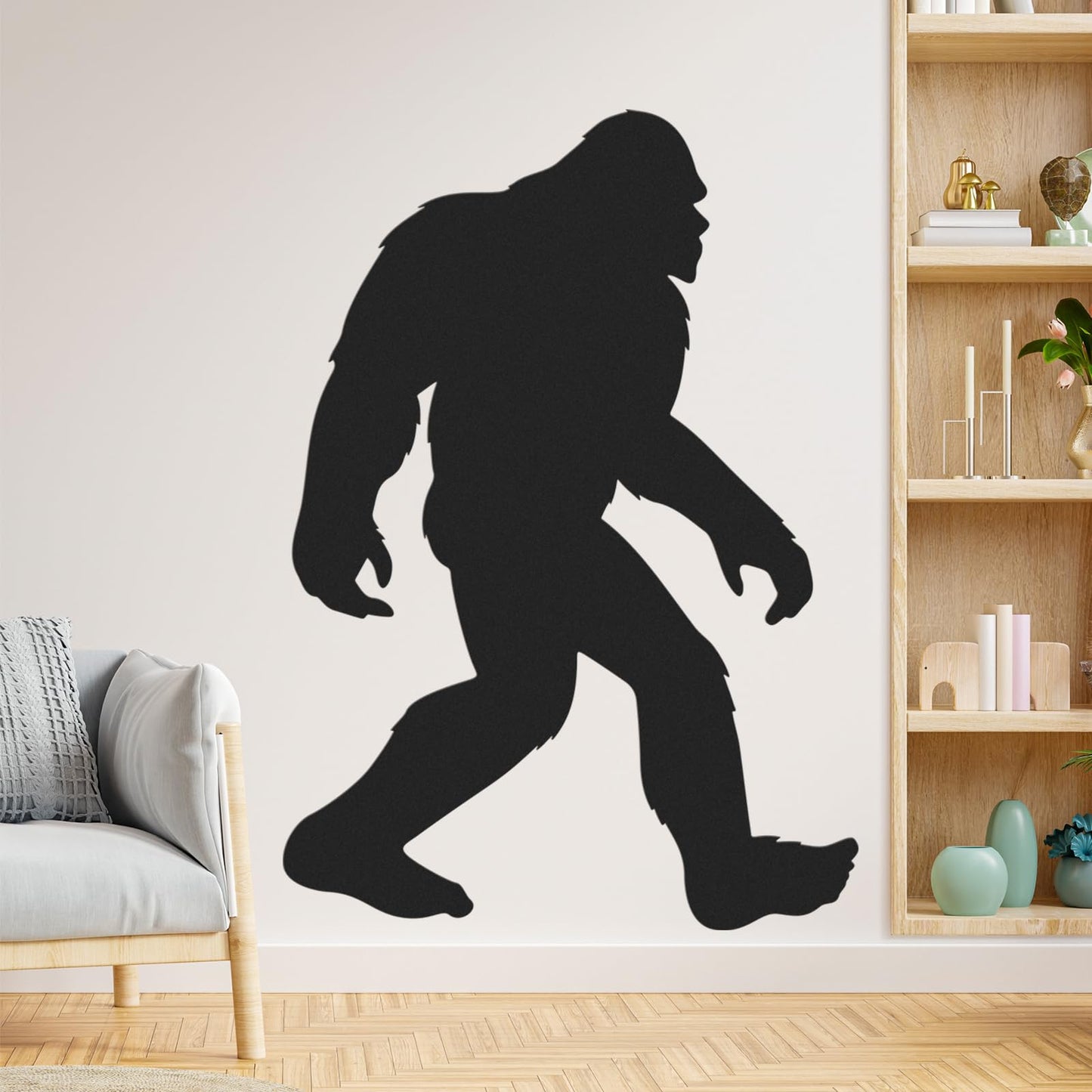 Affrolling Bigfoot Wall Decal Large 60 x 42 Inch Sasquatch Big Foot Silhouette Peel and Stick Wall Decals for Office Home Decor Gifts for Sasquatch Bigfoot Lovers(Black)