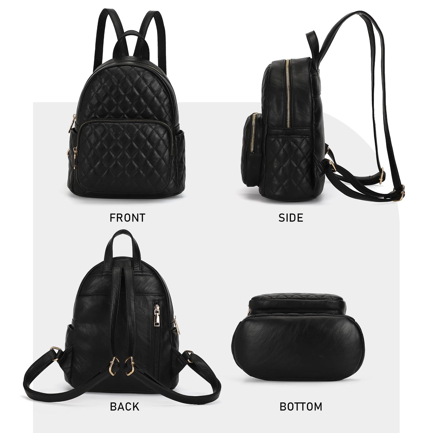 KL928 Quilted Mini Backpack for Women, PU Leather Backpack Purse Designer Satchel Bag, Small Casual Daypack for Ladies
