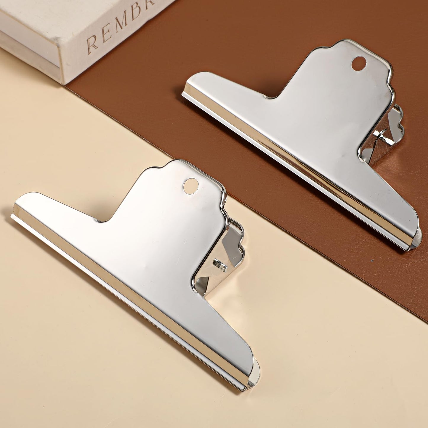 2 Pack Wide Extra Large Bull Clips Chip Bag Food Clips Large Dog Food Bag Clip 6.3in Stainless Steel Metal Binders Clip Jumbo Paper Clamp Strong Clamping Force Bags Clipes for Foods Crafts Office