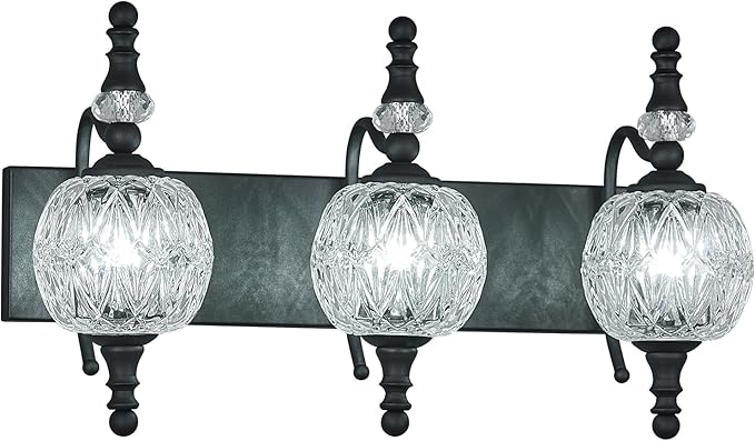 Modern Crystal Bathroom Vanity Lights Fixtures Over Mirror Black Vintage 3-Lights 20 Inch Bathroom Light Fixtures Glass Crystal Vanity Lights