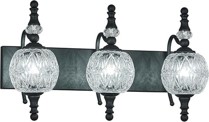 Modern Crystal Bathroom Vanity Lights Fixtures Over Mirror Black Vintage 3-Lights 20 Inch Bathroom Light Fixtures Glass Crystal Vanity Lights
