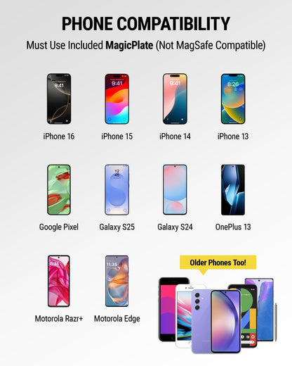 Scosche MAGRKI MagicMount Replacement Metal Plate Kit for Phone, Metal Plates for Magnetic Mount Cell Phone Holder for Car, Universal with All Devices and Phone Case, Black