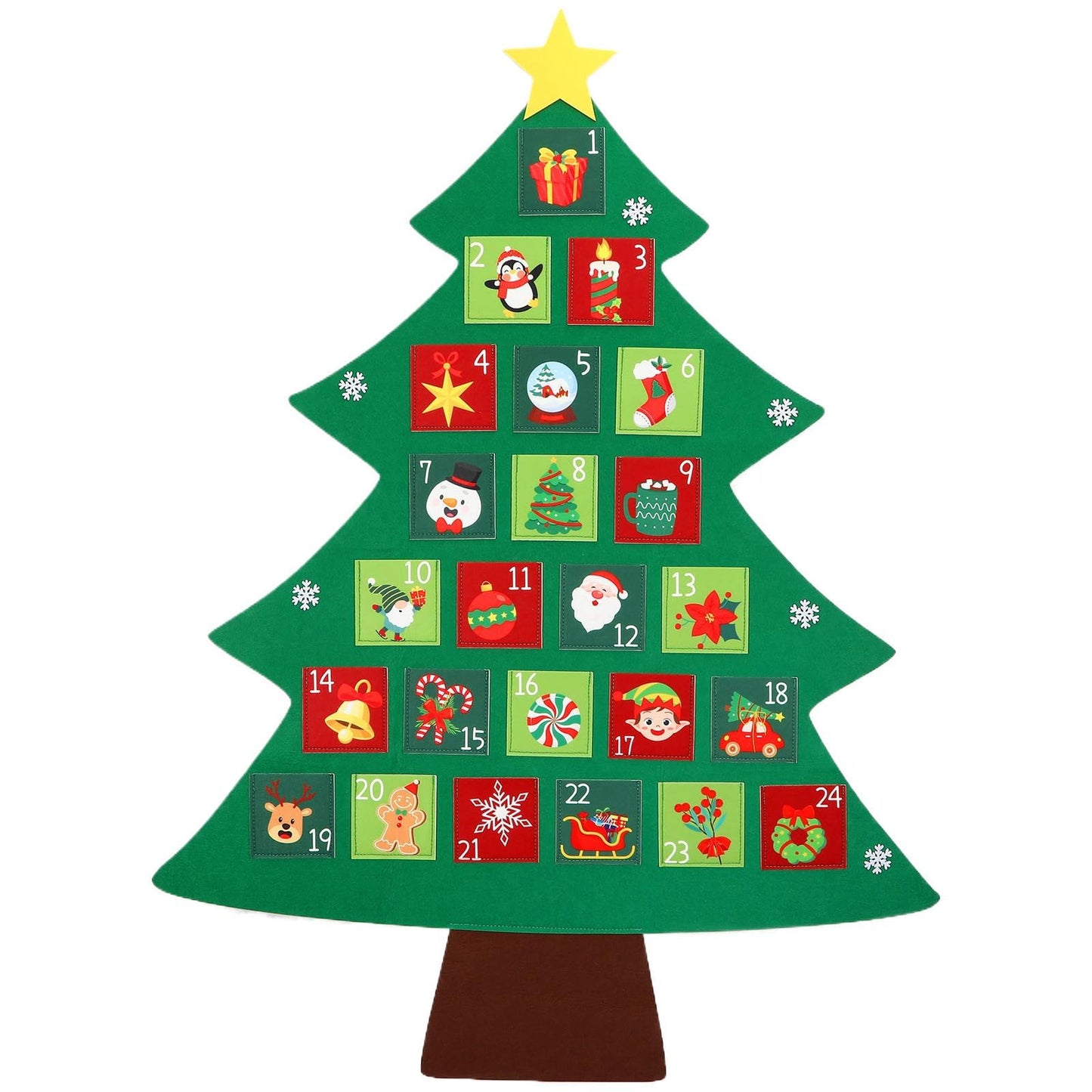 Christmas Tree Advent Calendar 2025, 24 Days Countdown Calendar with 24 Festive Pockets Advent Christmas Countdown Calendar Xmas Hanging Advent Calendar Wall Door Hanging Decor Gift for Kids Adults
