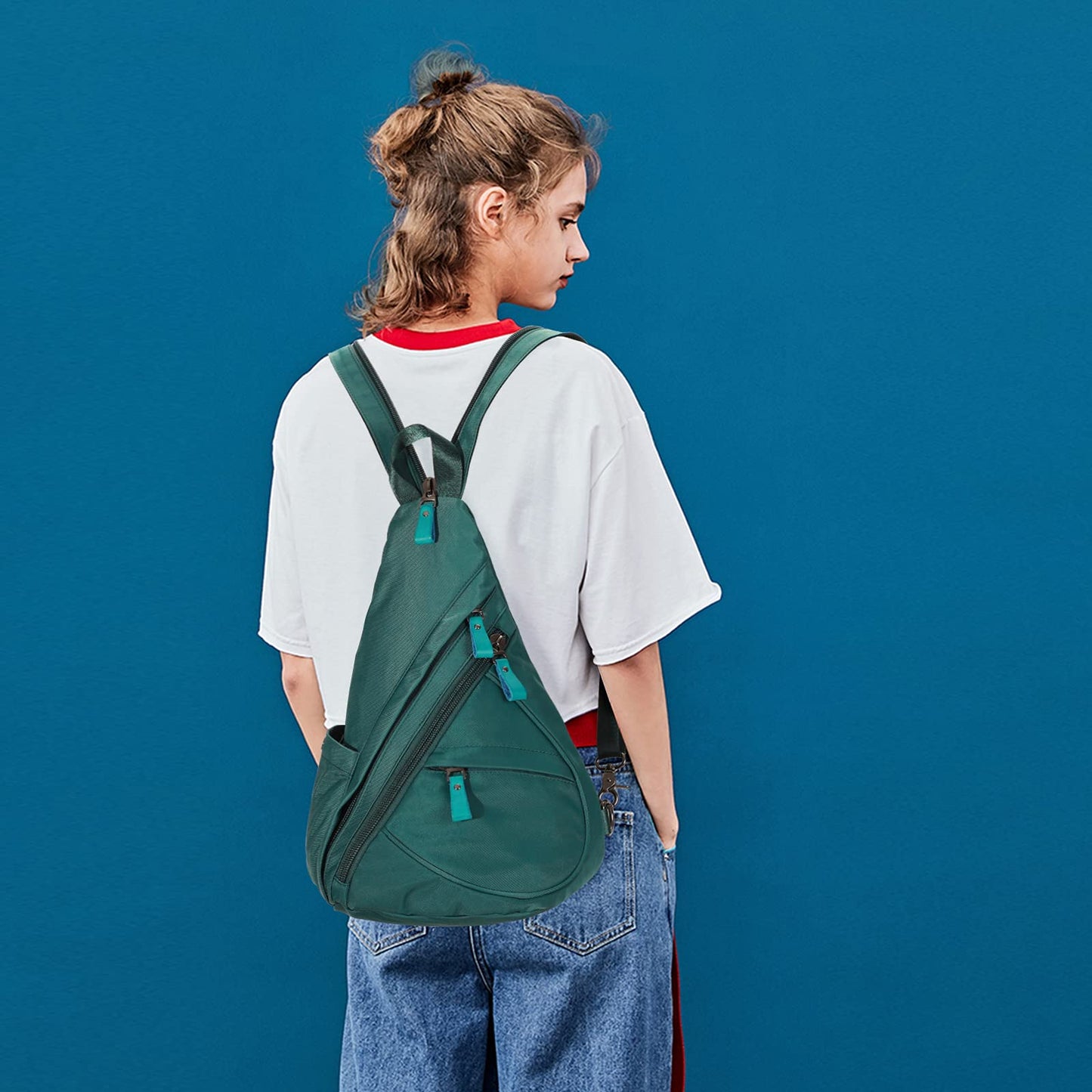 KL928 Nylon Sling Bag - Small Crossbody Backpack Shoulder Casual Daypack Multipurpose Rucksack for Men Women(Atrovirens)