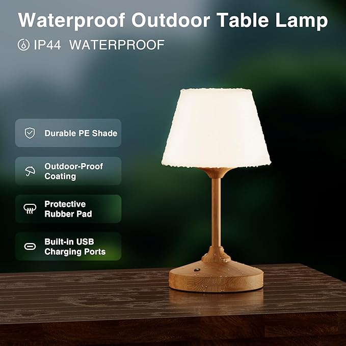 Table Lamp Cordless Lamp,Outdoor Waterproof Shower Lamp,5000mAh Rechargeble Battery Operated Lamps Dimmable Touch Desk Lamps,LED Night Light for Bathroom Patio Camping Restaurant Home