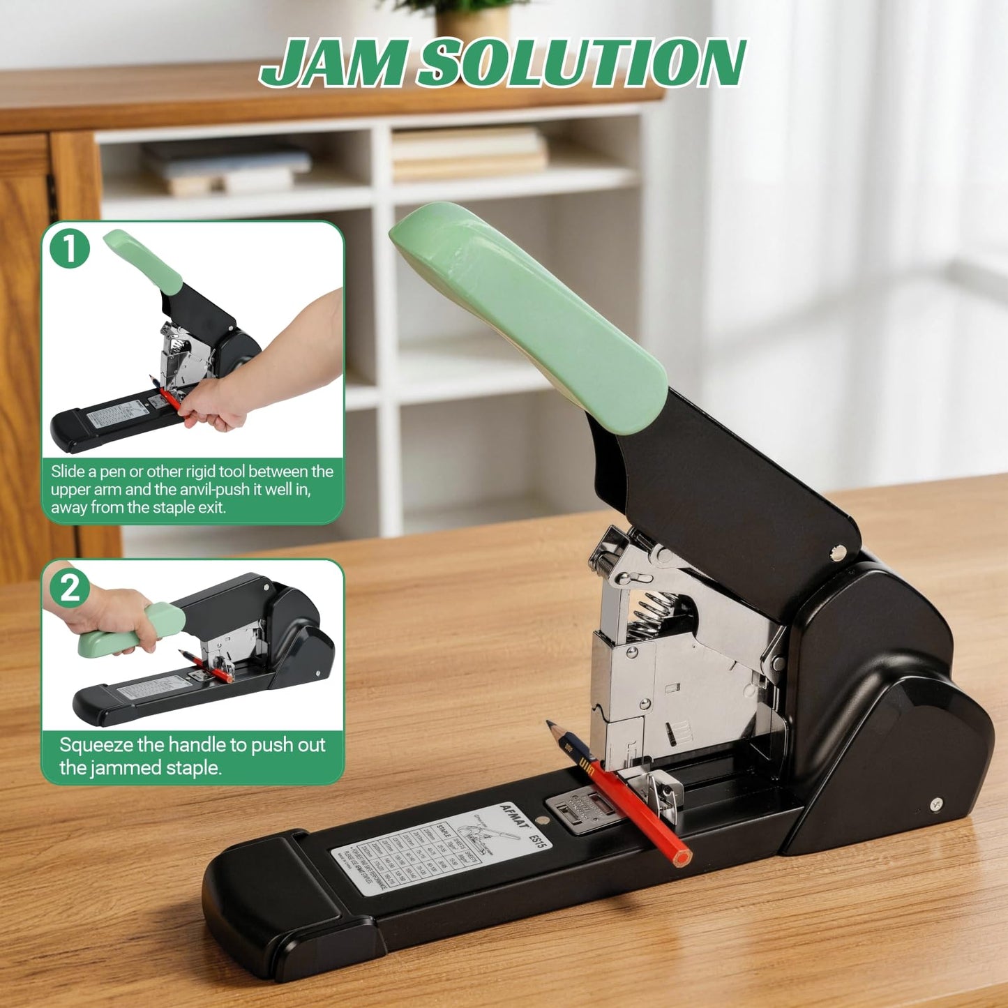 AFMAT Heavy Duty Stapler, 210 Sheet Effortless Stapler for Desk, 60% Reduced Effort, Jam Free, 50,000+ Uses, Adjustable Paper Depth, Metal Desktop Staplers for Office, Includes 7000Pcs Staples, ES15