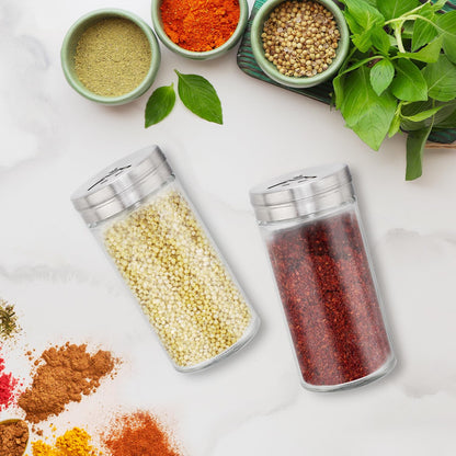 Segarty Spice Jars, 6 Pack 3 oz Spice Bottles with Shaker Lids, Glass Empty Storage Containers with Adjustable Stainless Steel Flow Top for Your Regularly Used Spices