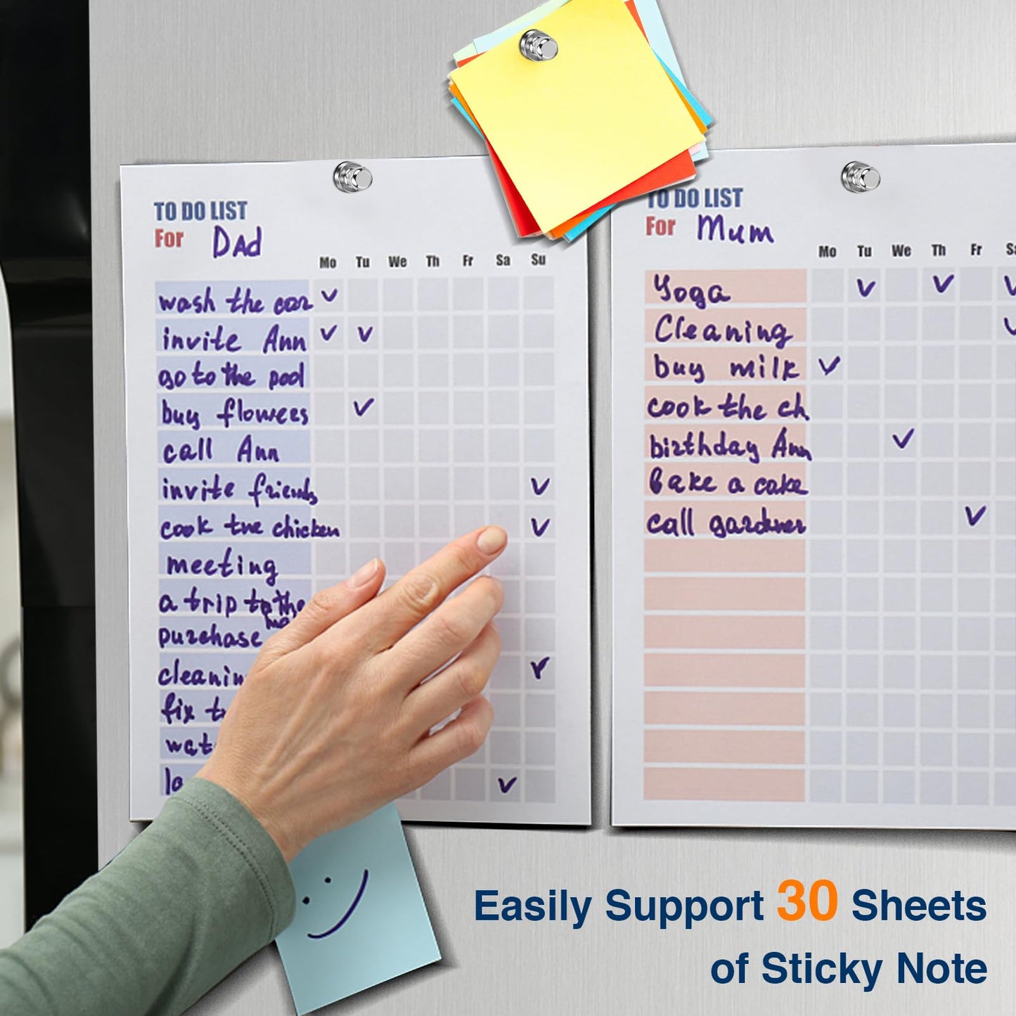 MIKEDE Strong Magnets for Whiteboard, 30 Pcs Refrigerator Magnets Magnetic Push Pins, Neodymium Fridge Magnets for White Board, Kitchen, Office, Classroom, Perfect for Whiteboard Map