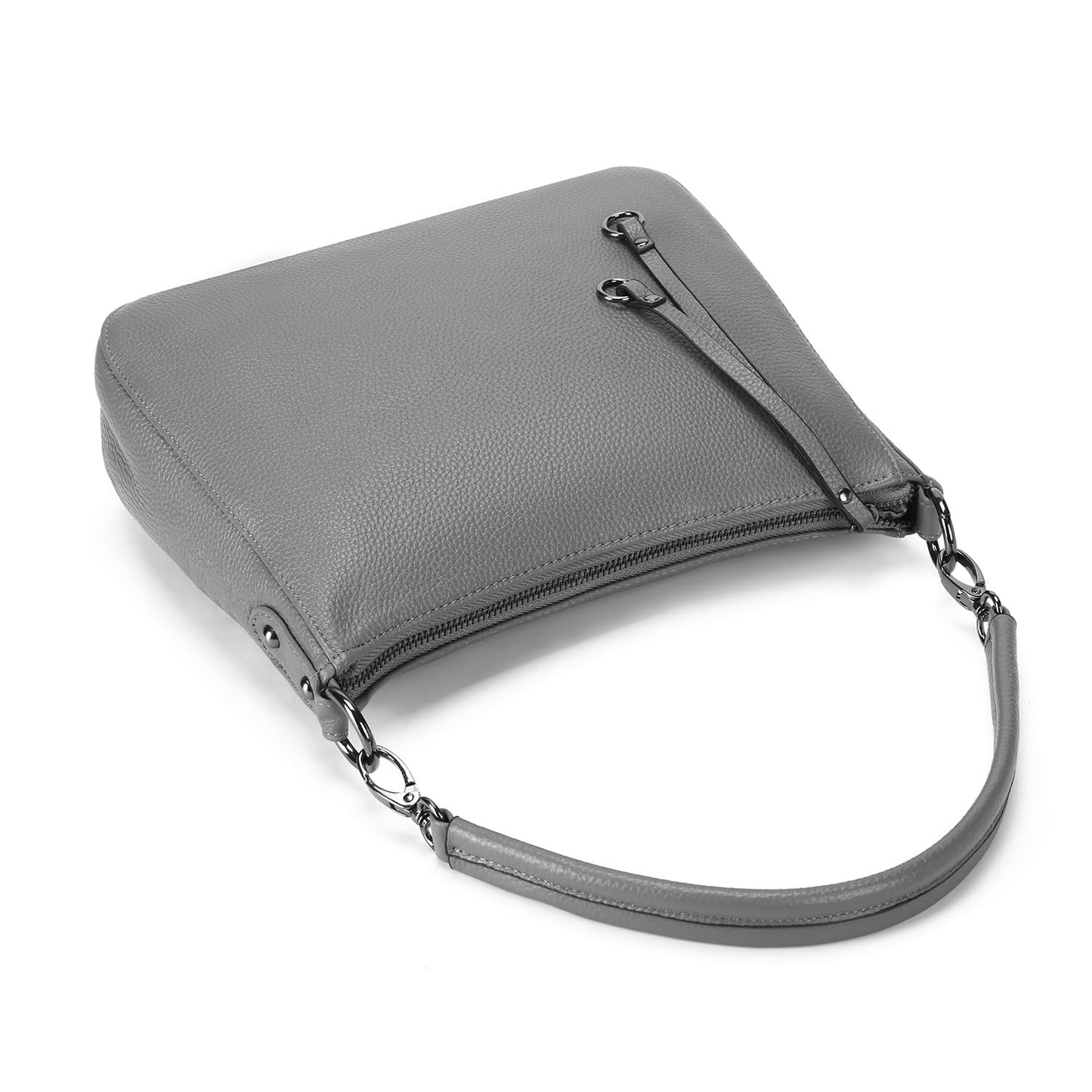 Sibalasi Gorgeous Genuine Leather Shoulder Bags Stylish Hobo Handbags Purses Crossbody Bags for Women (Grey)