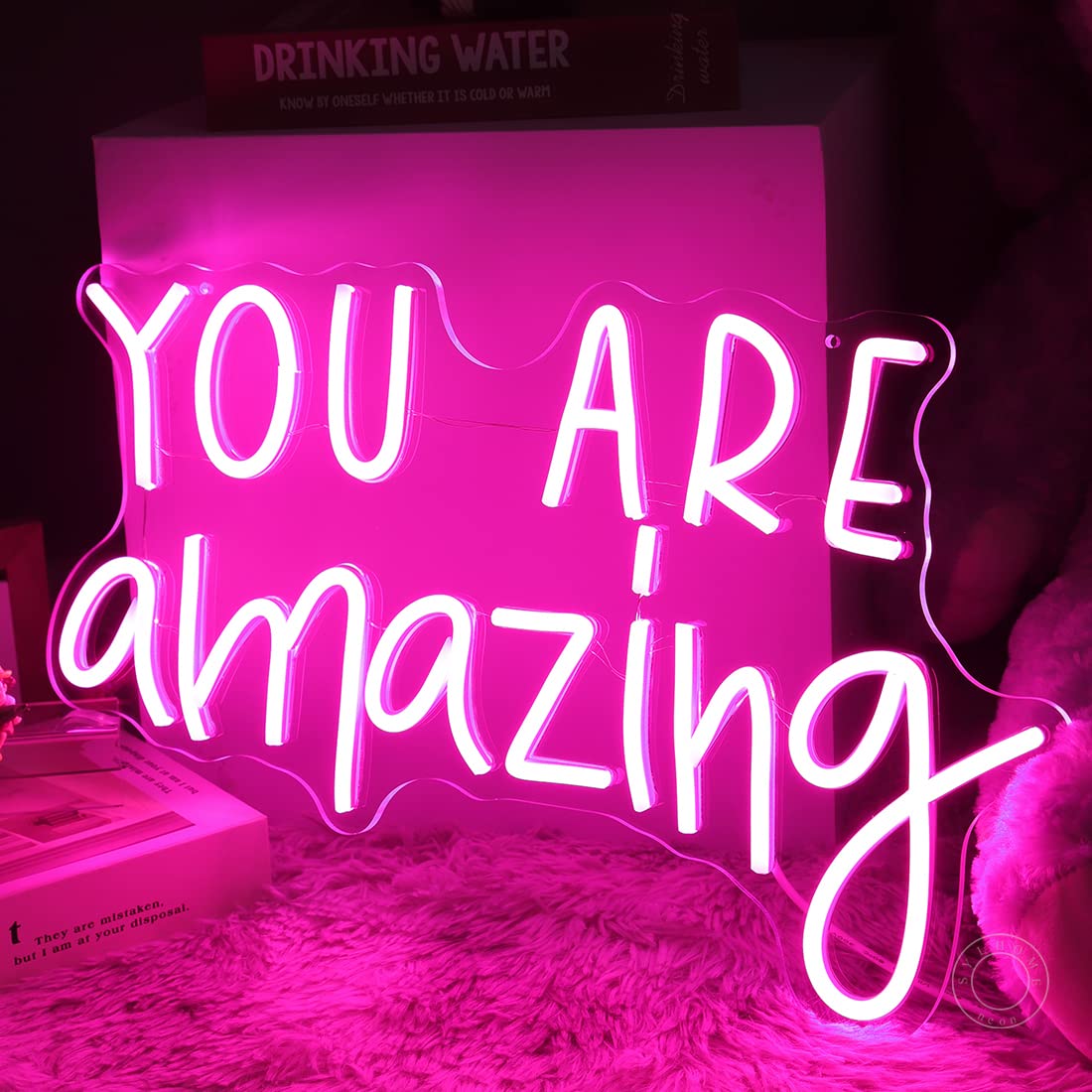 SYLHOME Pink You Are Amazing LED Neon Light Signs Wedding Birthday Girls Party Wall Decor Sign Classroom Home Bedroom Living Room Bar Pub Club Nursery Hanging USB 16.9"X10.6"