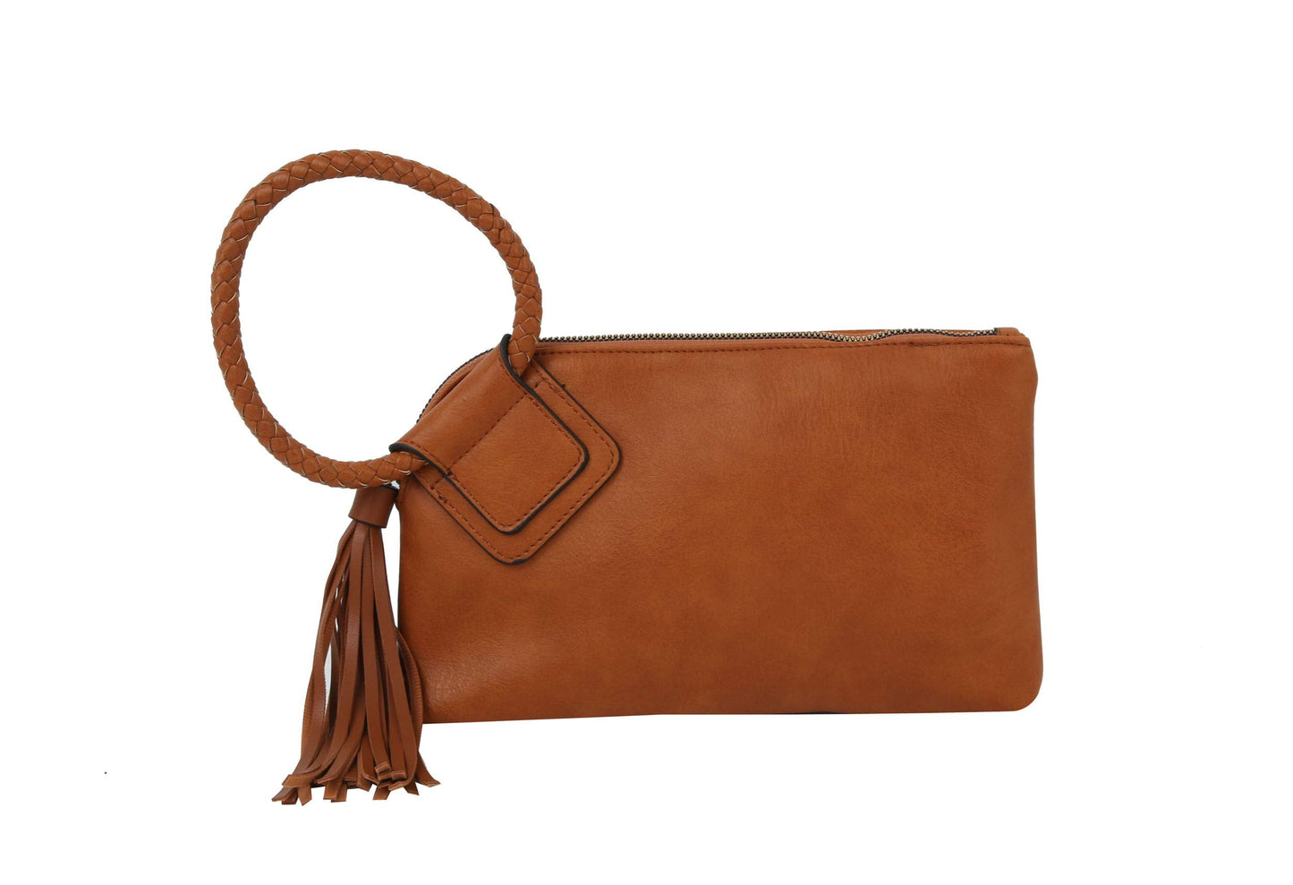 Womens Clutch Purse Wristlet Wallet Evening w/Hand Strap Casual Formal Vegan Leather - Metro Muse (Brown)
