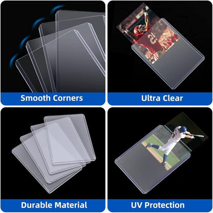Card Sleeves Hard Plastic, 1000 Arjiekwei Rigid Baseball Card Holder, 3X4 Premium Sports Cards Protector, 35pt Top Cases Loads for Trading Game Cards (500 Hard + 500 Soft)
