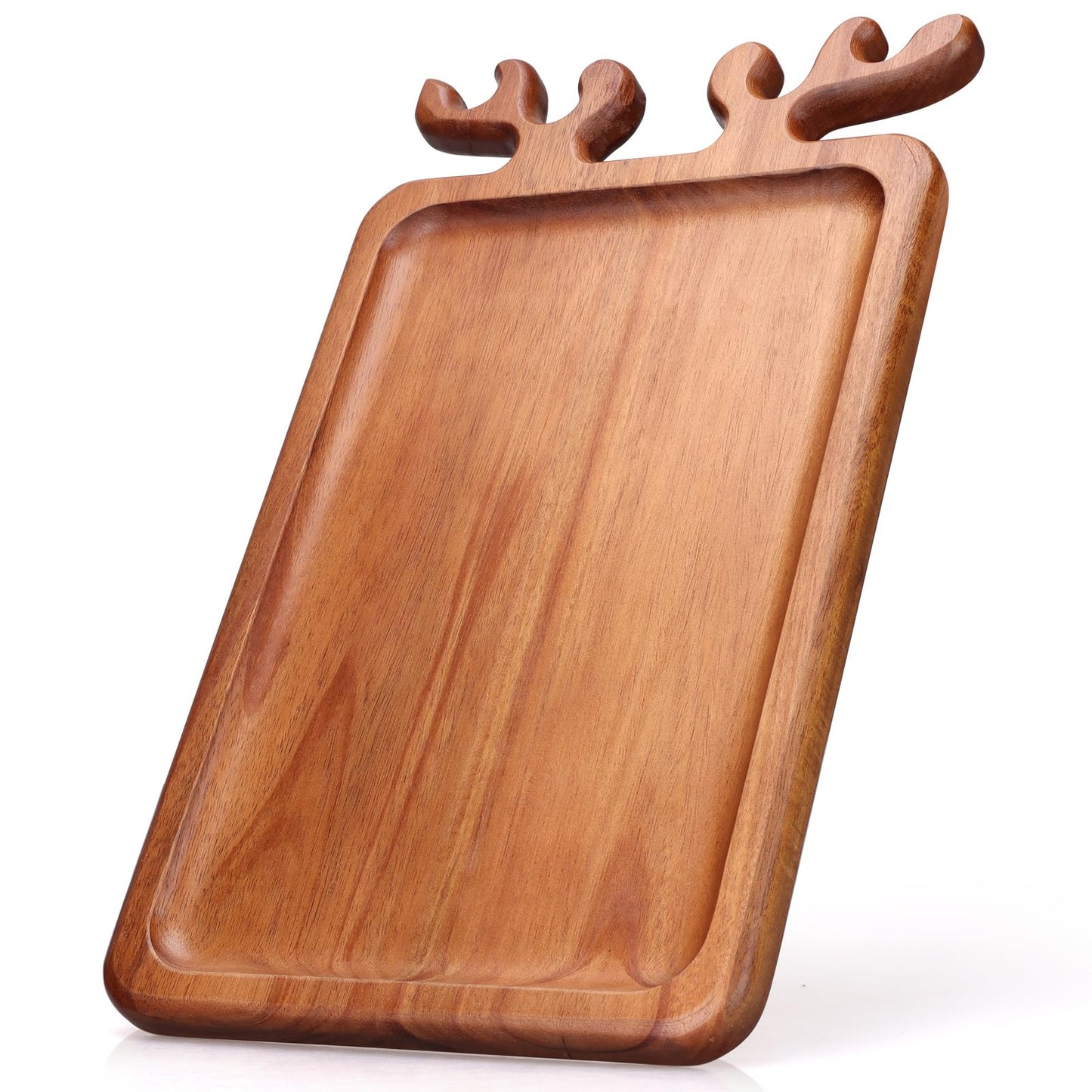 Renawe Decor Christmas Appetizer Platter for Xmas Charcuterie Board Wood Tray Kitchen Xmas Decoration Wooden Cheese Board Serving Dish Dessert Plate Reindeer Cookie Platters Gift