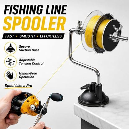Fishing Line Spooler – Portable Table Mounted Reel Spooler for Spinning & Baitcasting Reels – Adjustable to Fit Multiple Size Spools-Fishing Line Remover Gifts for Men (Clips and Suction Cups)