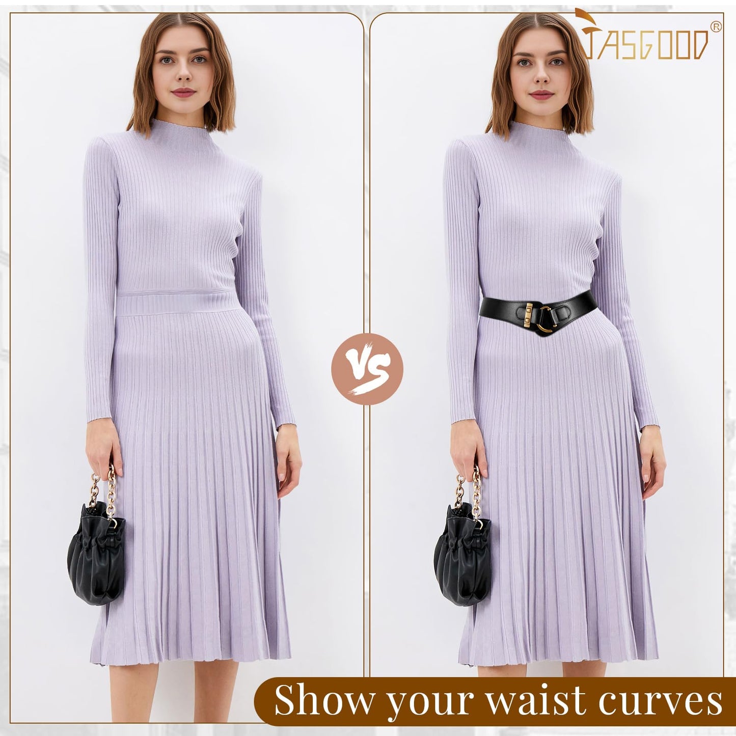 JASGOOD Women's Vintage Stretchy Waist Belt Elastic Wide Waistband for Dresses