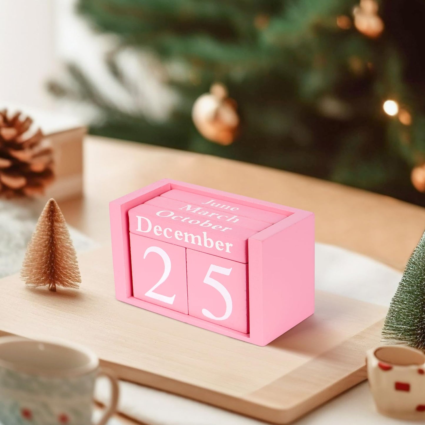Notakia Pink Decor Wooden Desk Blocks Calendar Perpetual Block Cute Office Pink Desk Accessories Preppy Room Decor for Women