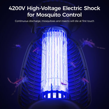 Outdoor Bug Zapper with LED Light - Electric Mosquito Killer Fly Trap Insect Zapper Outdoor and Indoor for Home Kitchen, Patio, Backyard