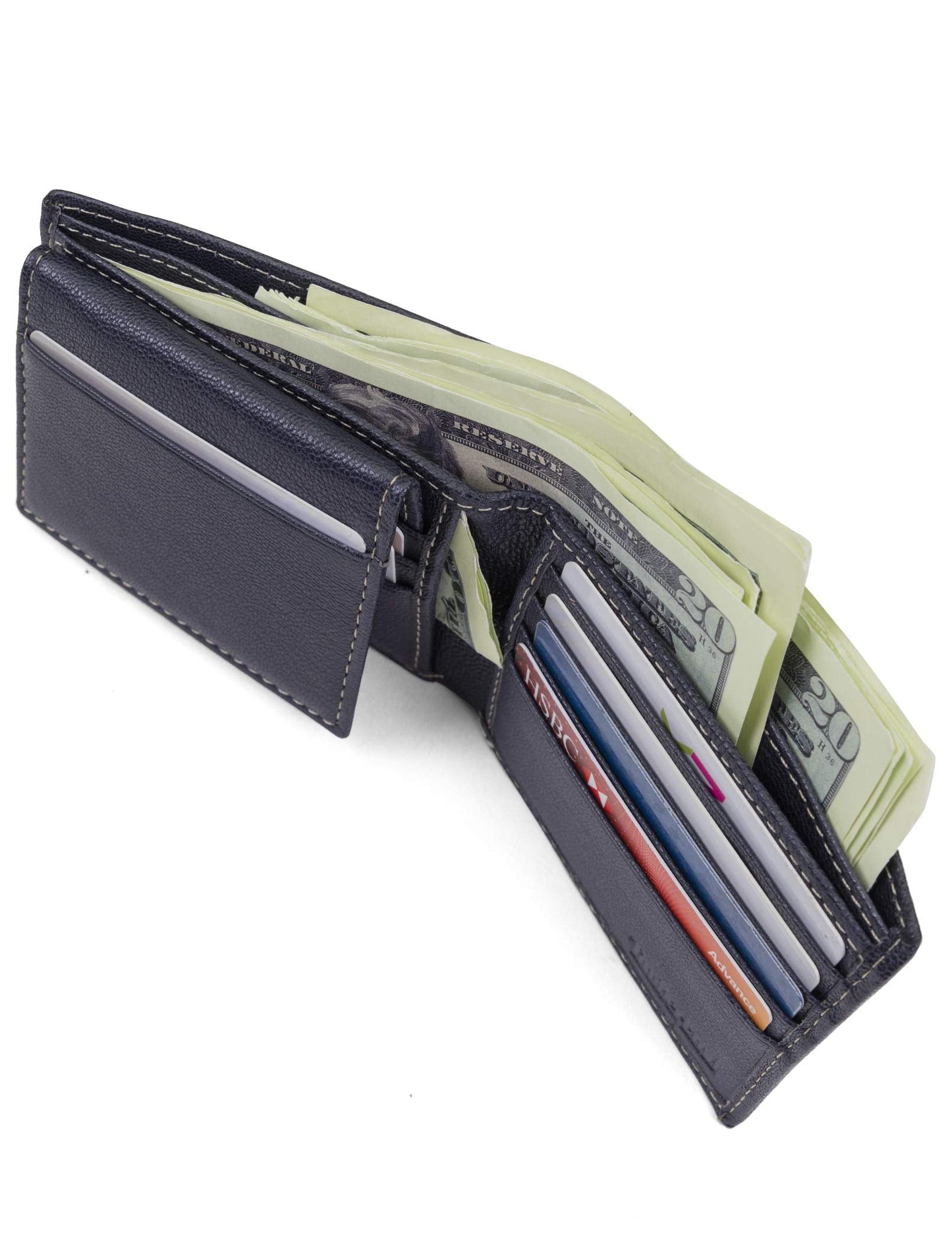 Timberland Men's RFID Blocking Wallet – Genuine Leather Passcase with Removable ID Holder, 6 Card Slots, 2 Billfold Pockets, Slim Design, Navy Blue, One Size