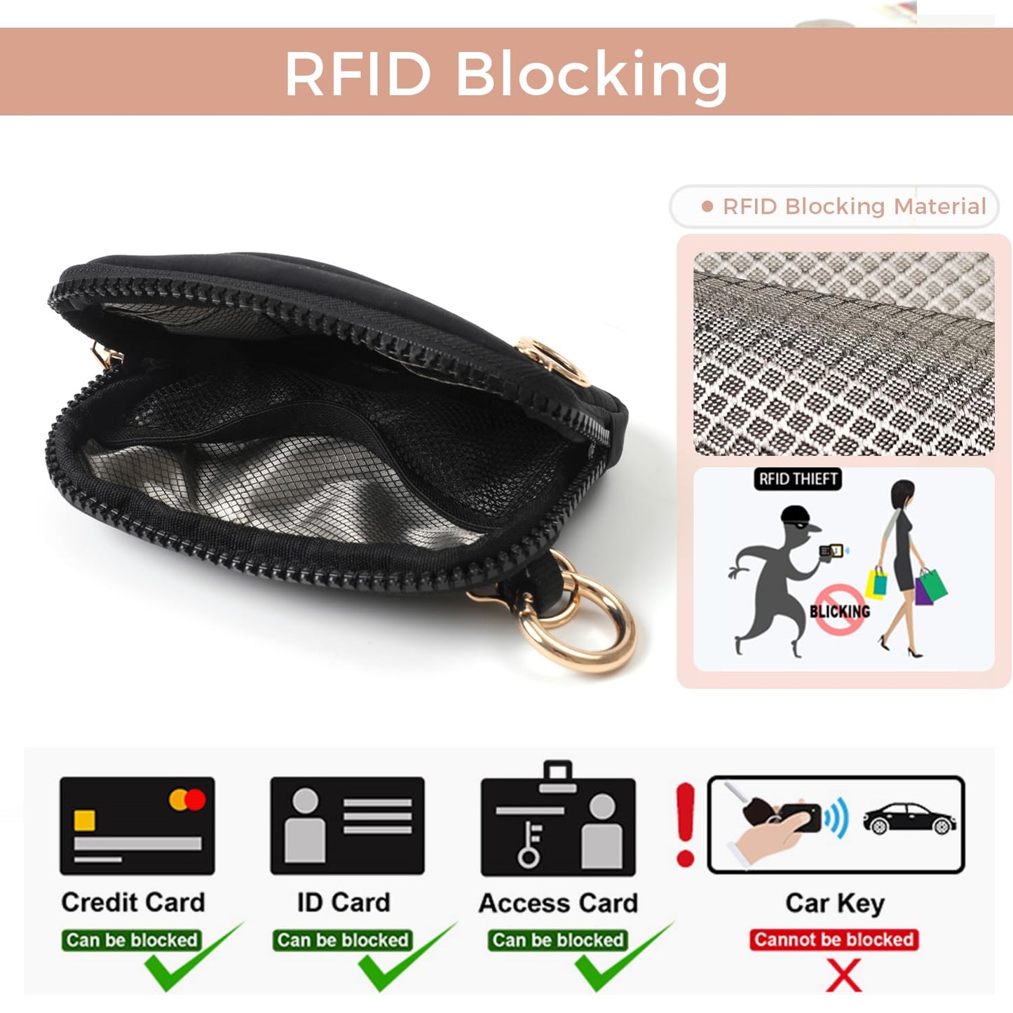 JEEBURYEE Wristlet Keychain Wallets for Women RFID Blocking Credit Card Holder Small Zipper Coin Purse Change Pouch with ID Window and Detachable Wrist Strap Green