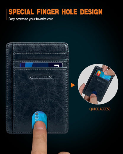 RUNBOX Card Cases Slim Wallet for Men and Women Minimalist Front Pocket RFID Blocking Leather wallets Gifts for men