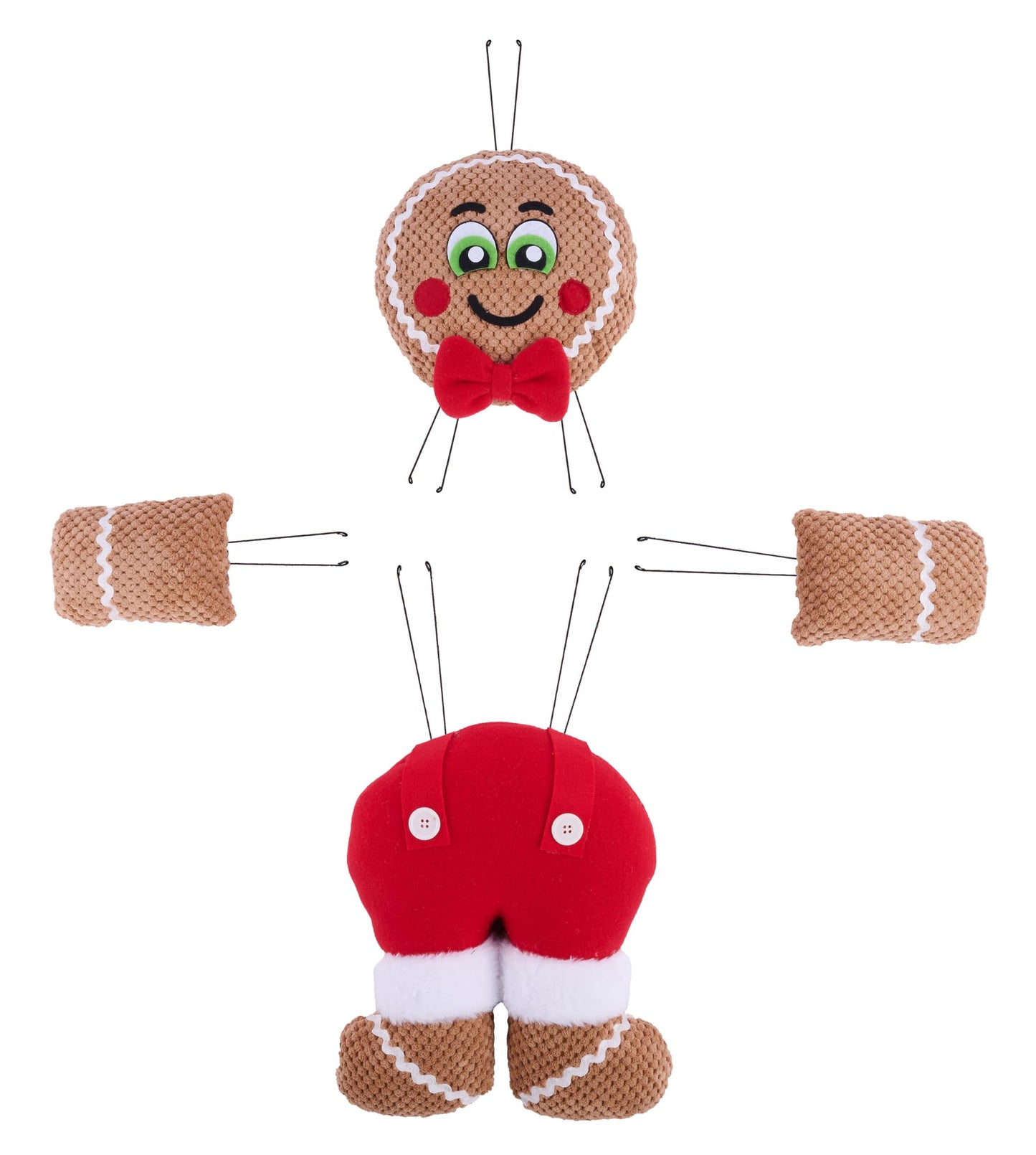 Gingerbread 21" 4-Piece Plush Craft Kit for Christmas Wreaths, Floral Arrangements and Decorations (Boy - Brown, Red, White)
