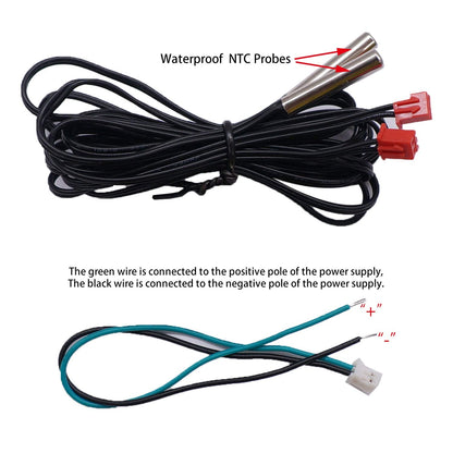 weideer Digital Thermometer Dual LED Display Fahrenheit to Centigrade Adjustable DC 4-28V -67~+248℉/-55～+120℃ High Accuracy Temperature Gauge Sensor with 2 Waterproof NTC Probes K-017