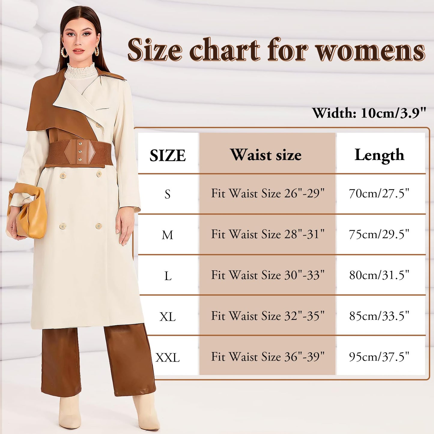 WHIPPY Women Wide Elastic Belts for Dress Snap-Button Stretch Corset Belt Ladies Stretchy Waistband Black Gold Buckle S