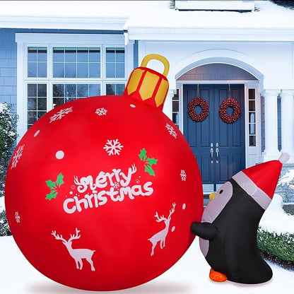Onory 4FT Christmas Inflatables Outdoor Decorations Inflatable Penguins Push Christmas Bell with Build-in LEDs Blow up Holiday Decorations for Yard Garden Outdoor Indoor Decor