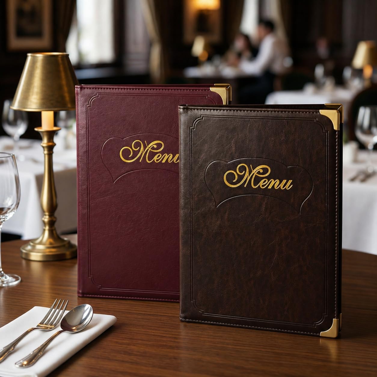 Premium Burgundy Faux Leather Menu Cover 2-Pack | Stylish & Durable 8.5 x 11 Inch | Restaurant Menu Books with 7 Pages (14 Views) | Perfect for Wine Lists, Cafes, Bars & Hotels