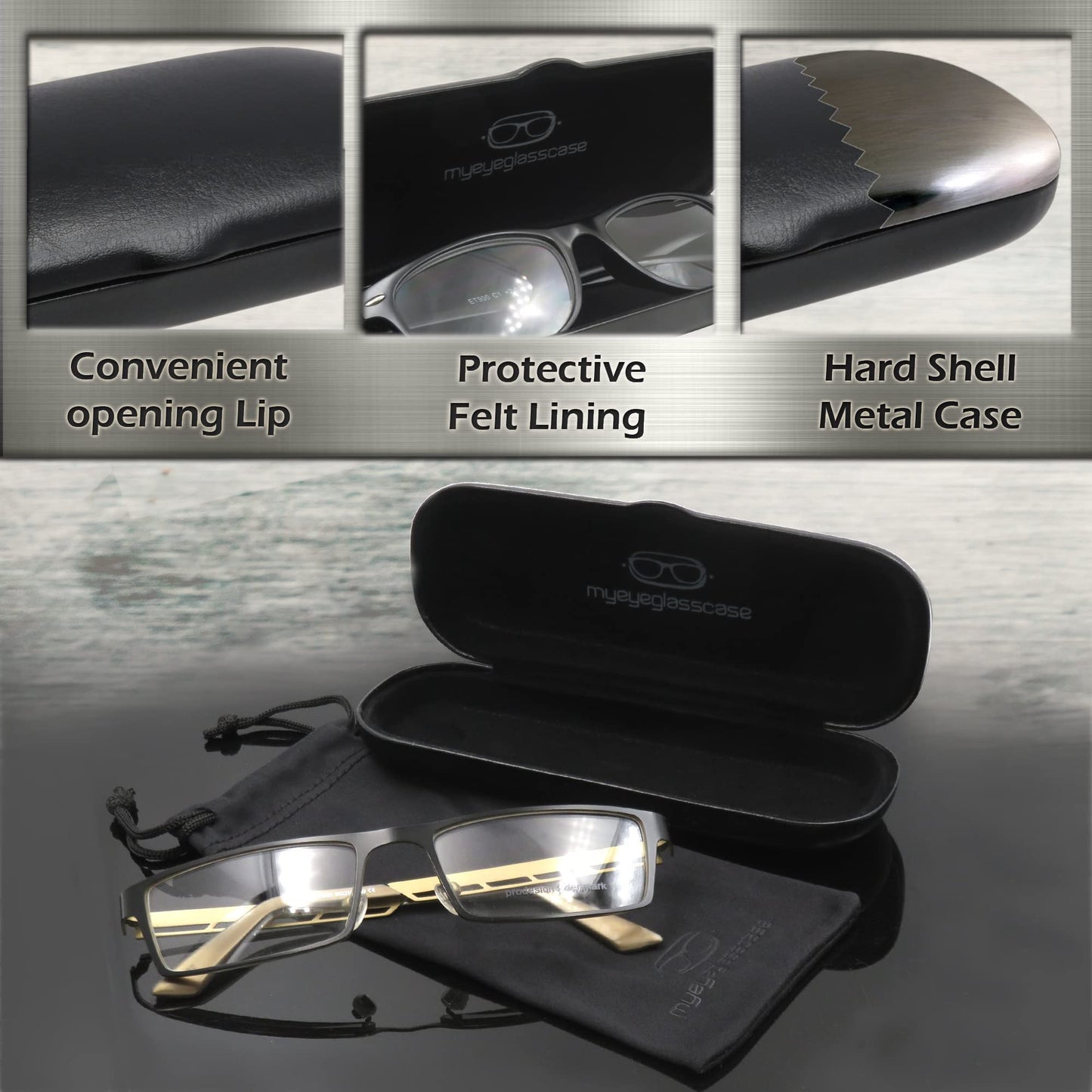 SMALL/NARROW/SLIM Hard Shell Eyeglass Case – Small Protective Glasses Case with Microfiber Pouch & Cleaning Cloth fit readers and reading frames (S5 Classic Black)