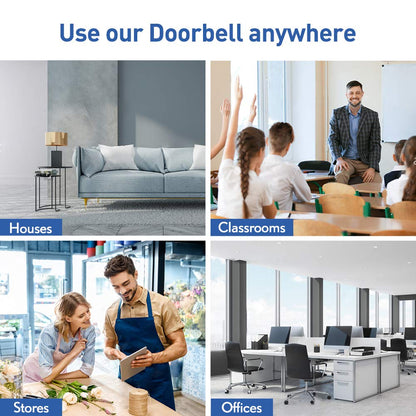 Wireless Doorbell, SECRUI Door bell Over 1000ft Coverage with 2 Plug-In Receivers, 1 Waterproof Push button, 52 Chimes, 110dB loud Sound Colorful LED Flash