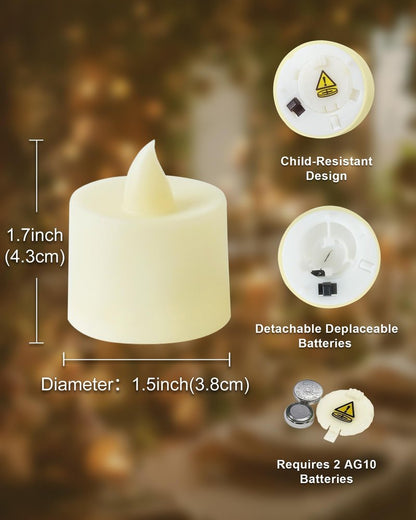 Amagic 24 Pack LED Tea Lights, Flameless Votive Candles, Lasting Electric Fake Small Candles, Battery Operated Tealights Candles for Halloween, Christmas, Home Decor, Wedding, Party, Festival(Ivory)