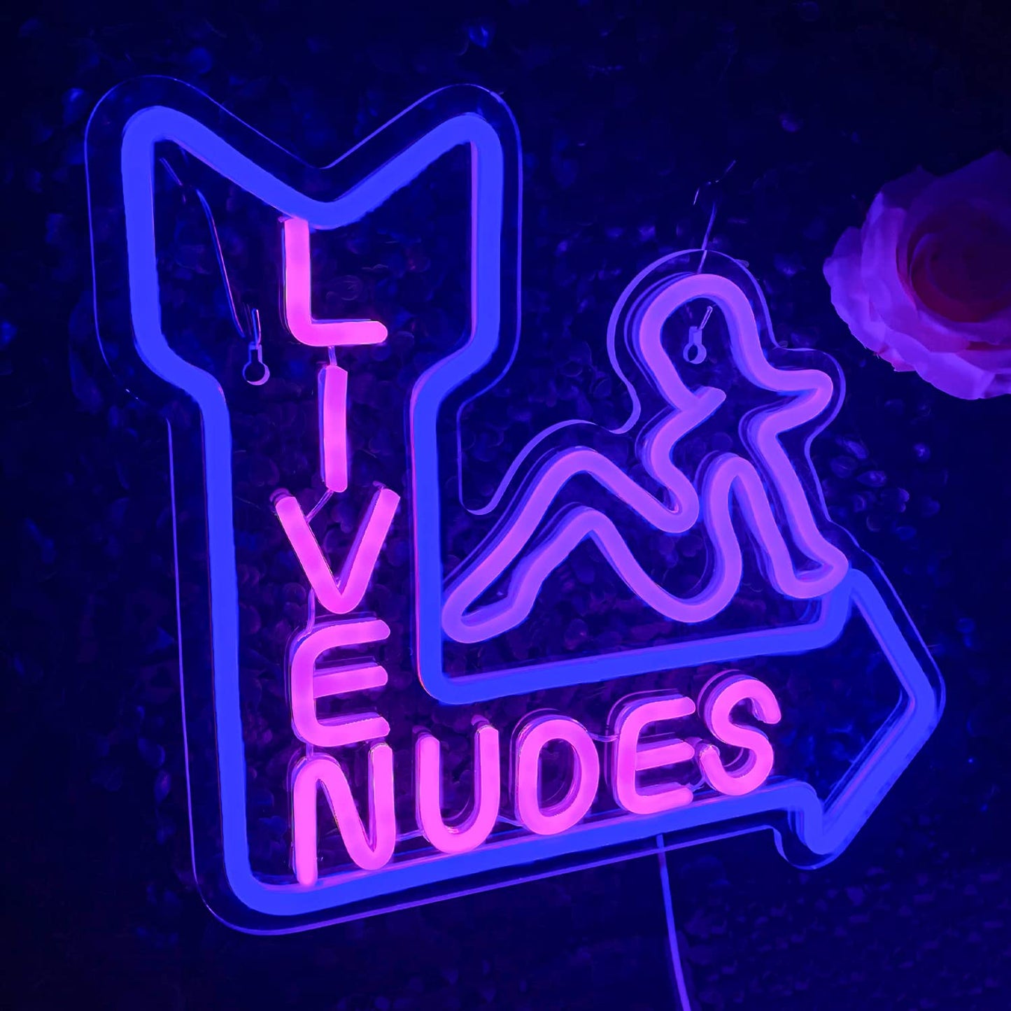 LooKLight Live Nudes Neon Sign - USB Powered, Purple, Wall Decor for Room, Man Cave, Bar