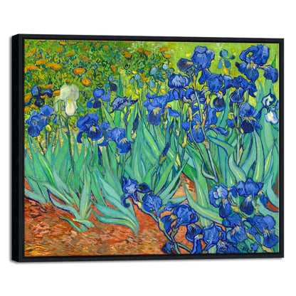 Wieco Art Irises Modern Stretched and Framed Floral Giclee Canvas Print By Van Gogh Famous Flowers Oil Paintings Reproduction Artwork Pictures on Canvas Wall Art for Bedroom Home Decorations