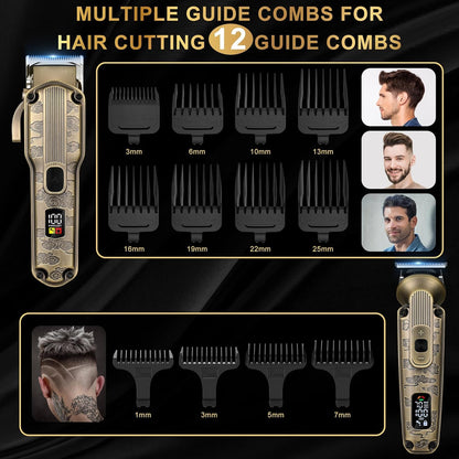 Scttomon Professional Hair Clipper for Men Hair Cutting Kit Men's Beard Trimmer Hair Trimmer Shaver Cordless Barber Clippers and Trimmers Set Bronze