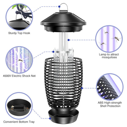 PALONE Electric Bug Zapper Outdoor, 20W Electirc Fly Zapper Indoor with Sturdy Top Hook, 4500V Mosquito Zapper Indoor with 3.9ft PVC Wire, Waterproof Bug Zapper for Outdoor, Garden, Bedroom