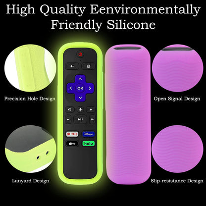 Silicone Protective Controller Cover fits for Roku TV Voice Remote | Element Roku | Westinghouse Roku TV Controller Cover,Glow in The Dark