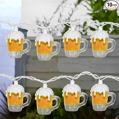 8.5Ft Beer String Lights, Novelty Party Decoration Lights with 10 Beer Mug Bulbs for Indoor & Outdoor, Summer Patio Outdoor Lights Perfect for Bar Patio Garden Beer Lovers' Parties