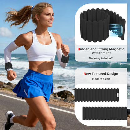 Abahub Wearable Wrist & Ankle Weights Set of 2, Stackable Magnetic Weighted Bracelet for Women, Waterproof Silicone Arm Leg Weights for Home Gym Workout, Walking, Yoga & Pilates - Black, 2.2LB