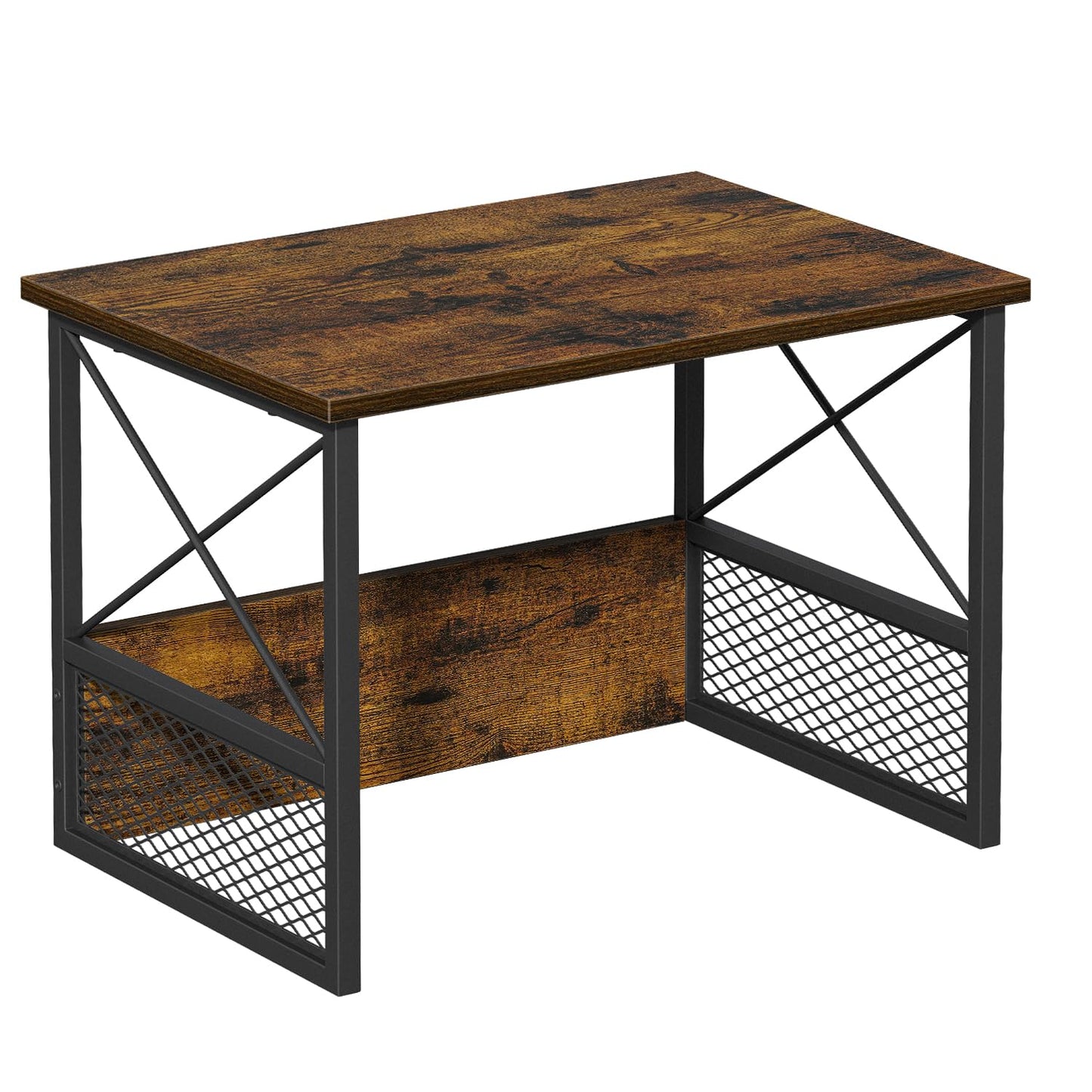 VYUOL Printer Stand for Desk, Desktop Printer Stand Shelf Organzier for Home Office, for Above and Under Desk, Fax Machine Copier Scanner, Rustic Brown