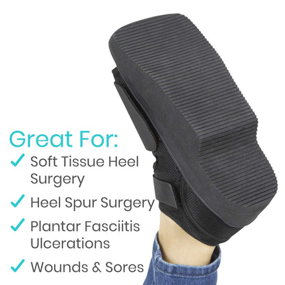 Vive Wedge Post-Op Shoe - Offloading Boot for Heel or Ankle Pain - Medical Foot Recovery for Bone or Soft Tissue Surgery, Fracture, Plantar Fasciitis, Ulcerations, Feet (Large)