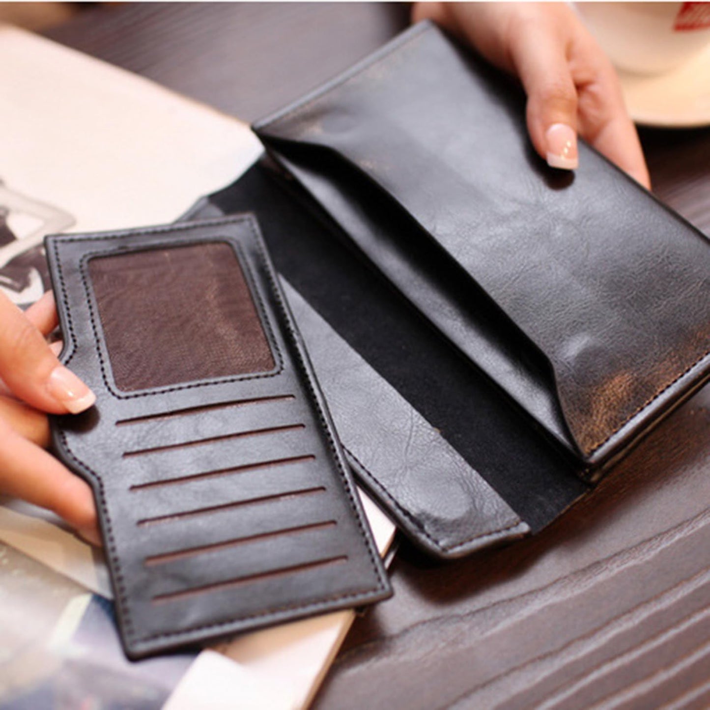 MUZZIOU Retro Leather Envelope Women's Phone Card Holder Wallet, Thin Large Capacity Multifunctiona Leather Wallet, Clutch Wallet for Mother's Day Thanksgiving Fashion Gift