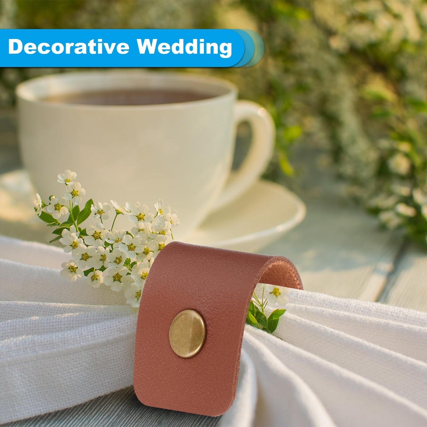 PATIKIL Napkin Rings, 12 Pcs Leather Napkin Rings Rustic Holder for Table Decor Thanksgiving Farmhouse Wedding Fall Banquets Dinner Party Ornaments Classic, Brown