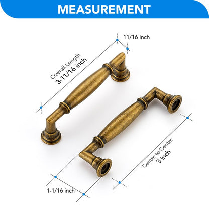 HOME EDIT 5 Pack 3 Inch Antique Brass Cabinet Handles Solid Zinc Alloy Pulls for Kitchen, Dresser, Closet & Bathroom Cabinets Hardware